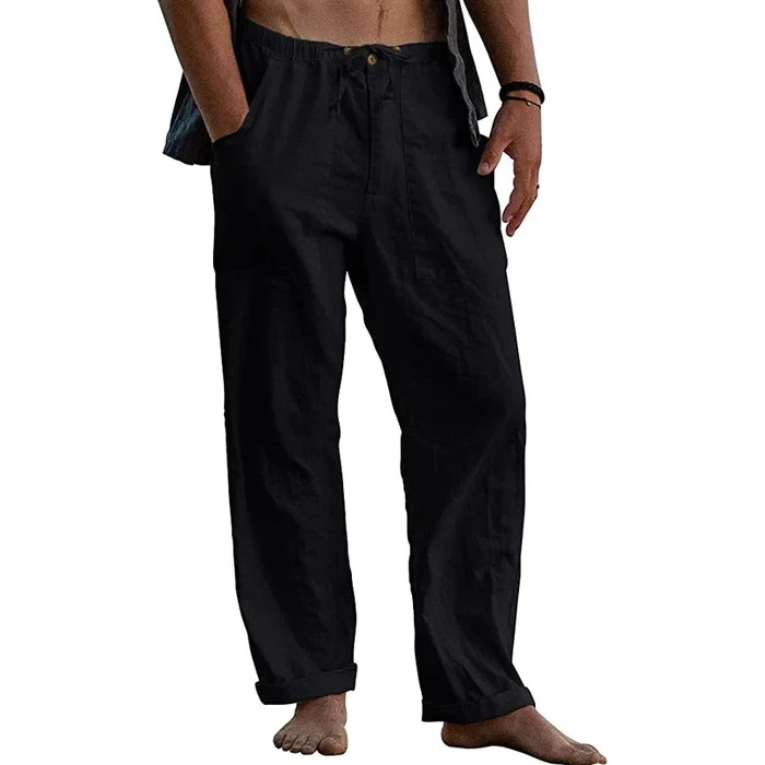 Men's Casual Solid Color Cotton Linen Pants