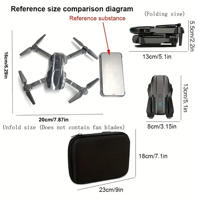 E99pro Drone With SD Camera, One-key Takeoff And Landing, Altitude Hold, One-key 360