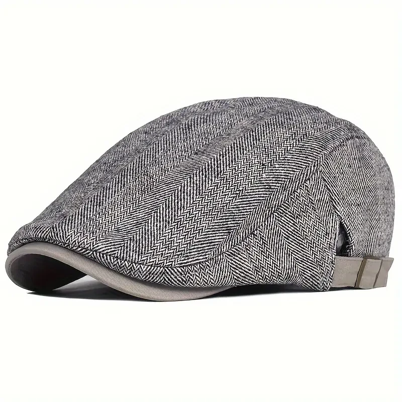 Vintage Herringbone Gatsby Beret  Thick Warm Flat Cap