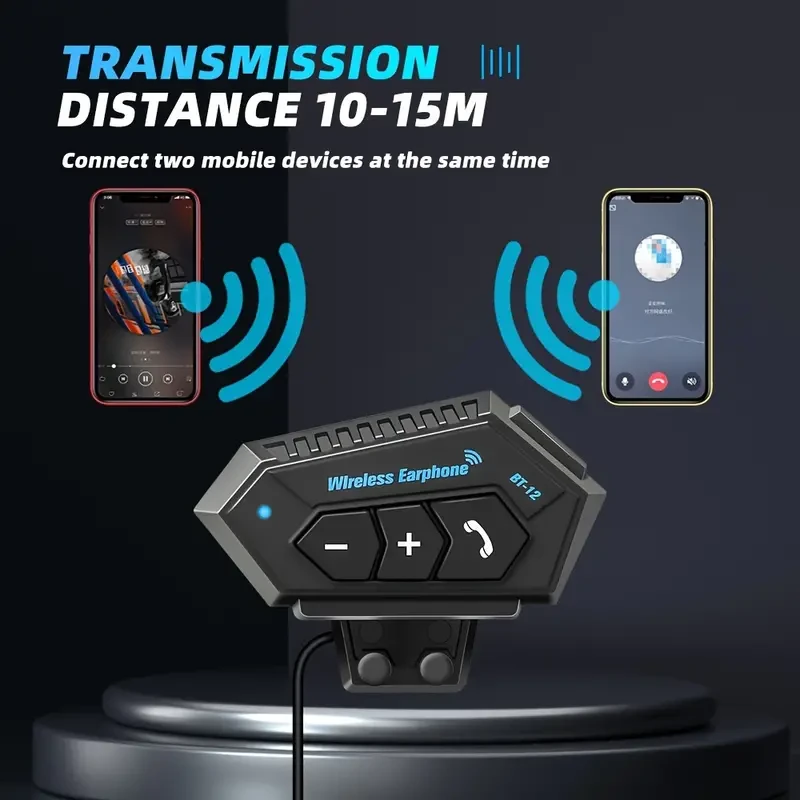 Wireless Motorcycle Helmet Headset  Hands-Free Call & Music Player