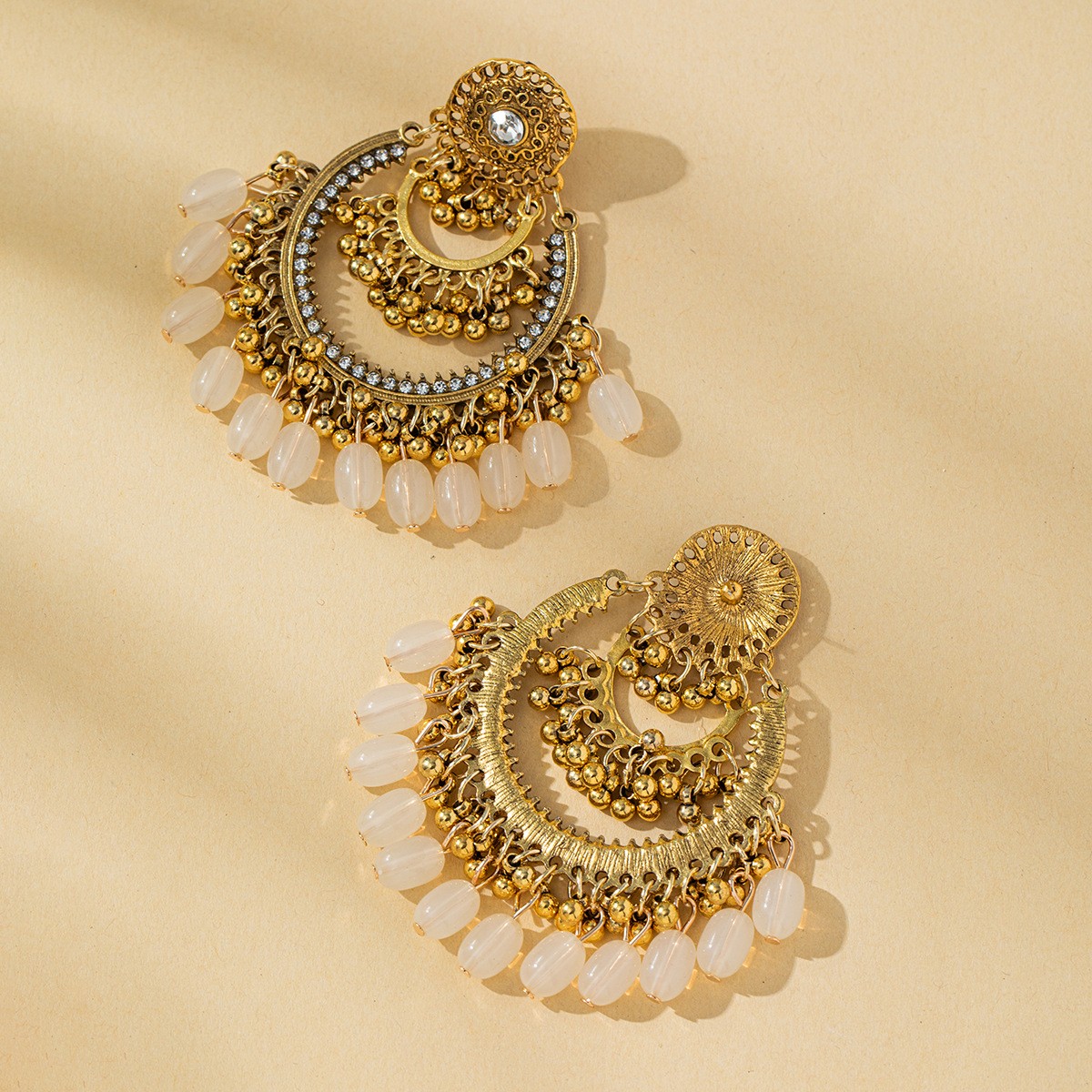 Vintage Earrings Hollow Bell Tassel
