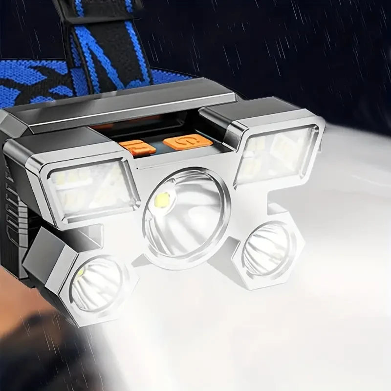 USB Rechargeable Headlamp with Built-In Battery