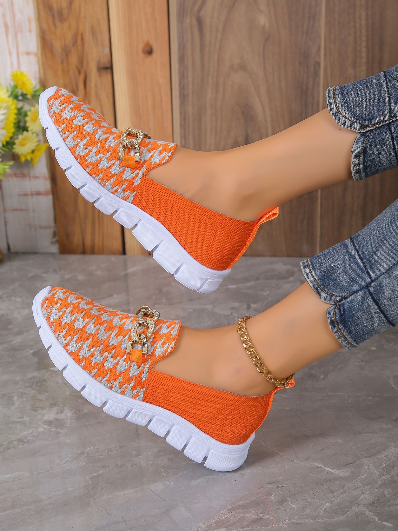 Breezy Houndstooth Mesh Loafers