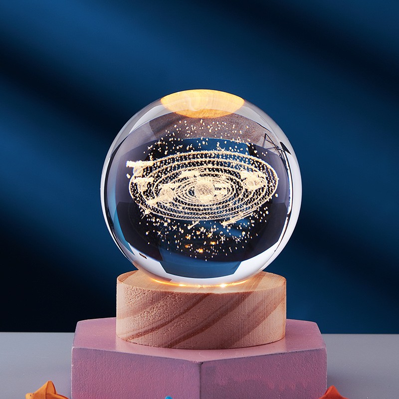 3D Crystal Solar System Globe Night Light