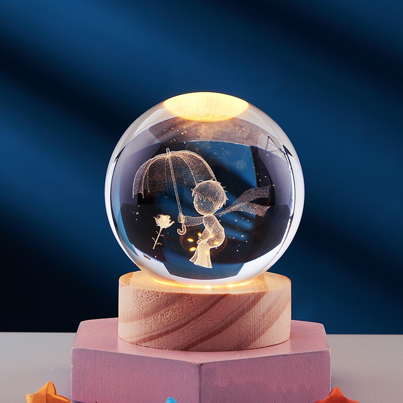 3D Crystal Solar System Globe Night Light