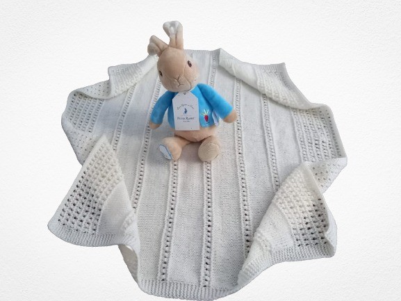 Merino Baby Blanket | Cream | Handmade
