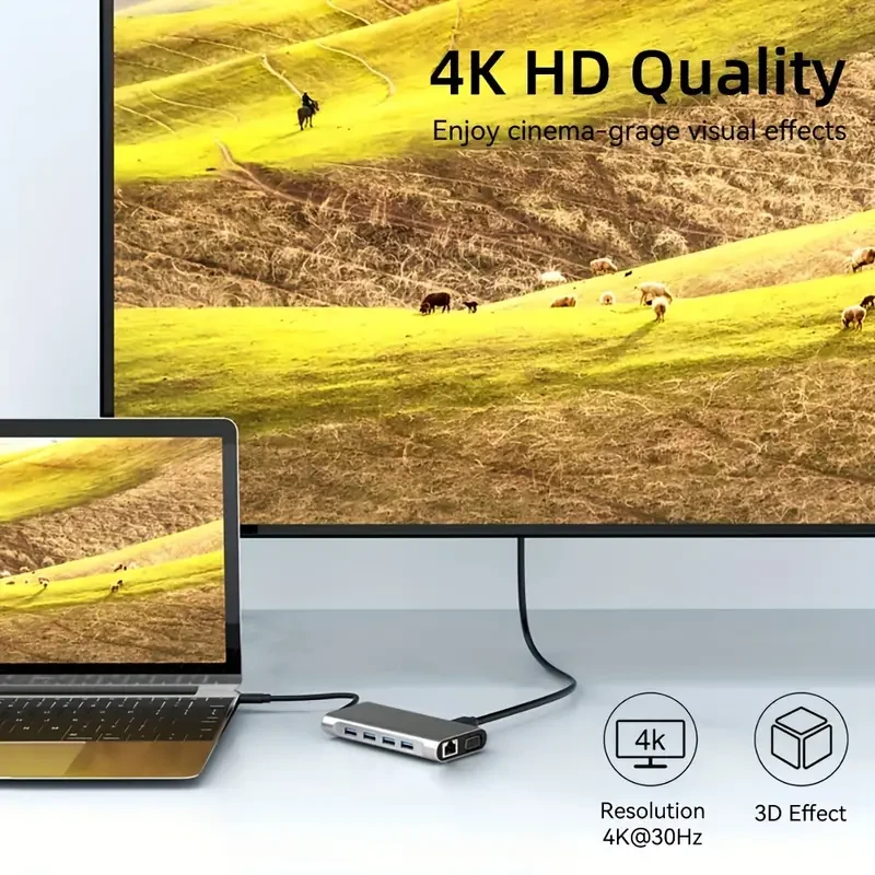 11-in-1 USB Type C Hub with 4K HD Converter and Expansion Dock