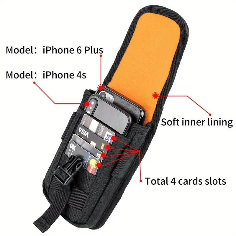 Cell Phone Holster Pouch with Molle Attachment and US Flag Patch