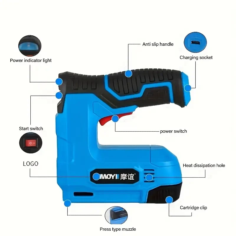 Cordless Electric Staple Gun - 2-in-1 Lithium-ion Electric Stapler & Brad Nailer Kit with USB Charger