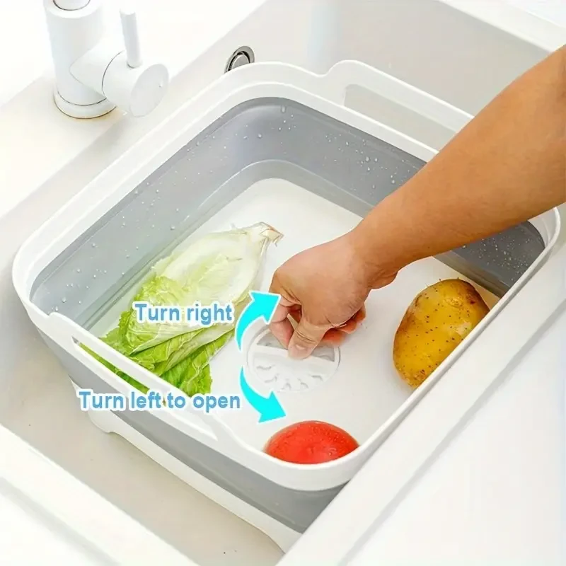 Durable Portable Folding Bucket - Quick-Draining Ice Bucket for Outdoor Adventures