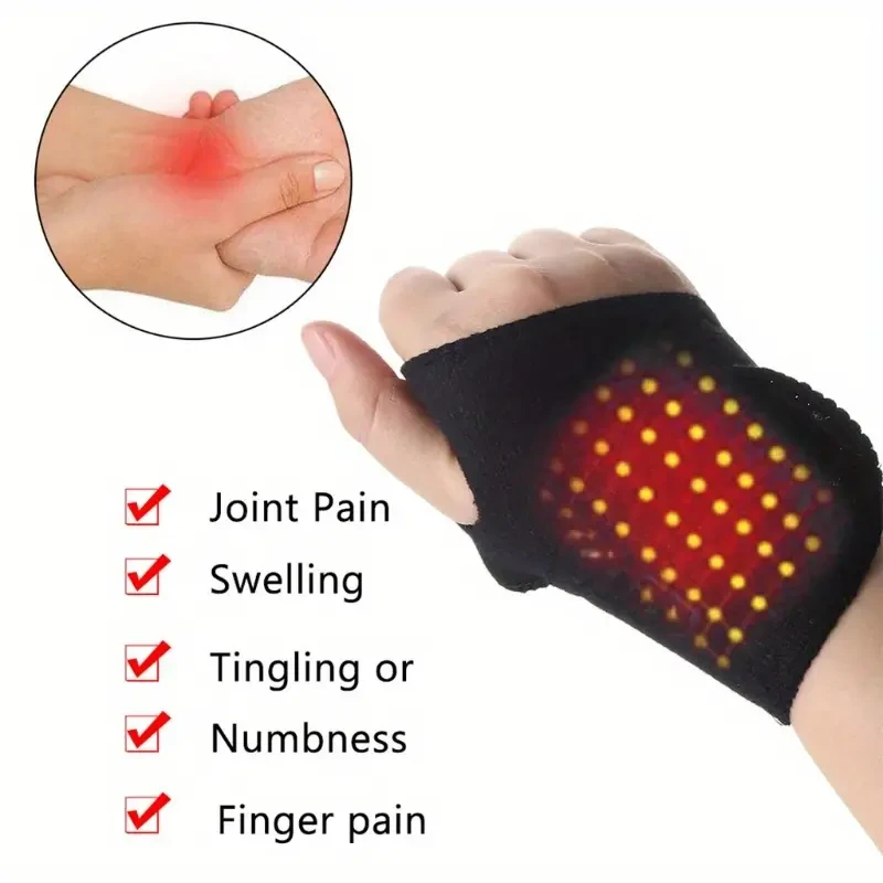 Magnetic Therapy Self-Heating Wrist Support Bracers - Heated Compression Wristbands