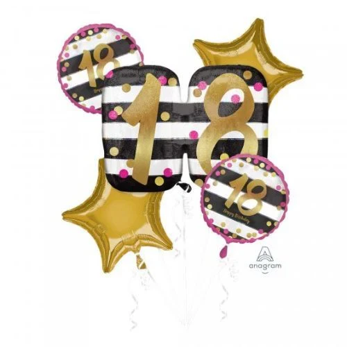 Bouquet Pink & Gold Milestone 18  - Pack of 5