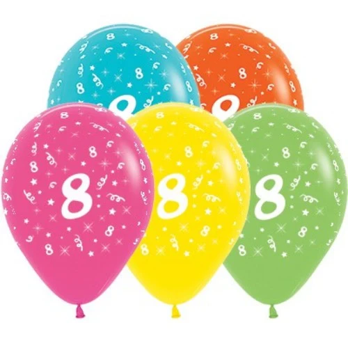 Balloons Age 8 Tropical Assortment  - Pack of 25