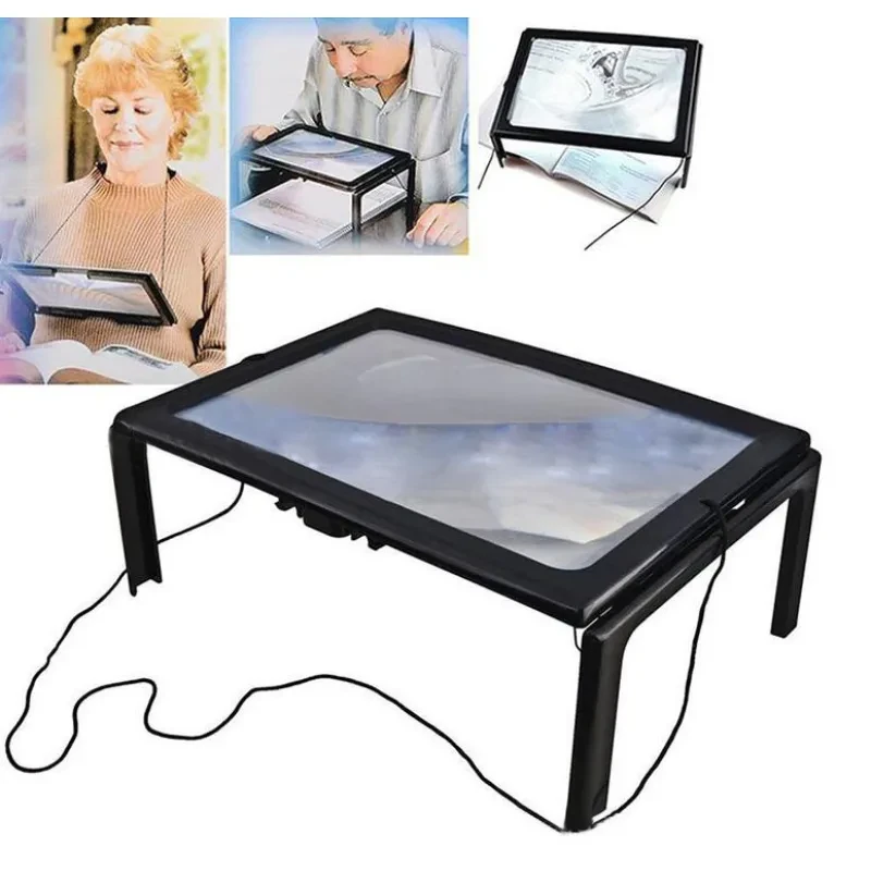 UltraBright A4 Desktop Magnifying Glass with LED Lights