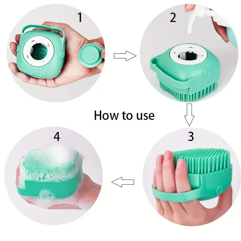 2pcs Silicone Pet Shampoo Brush with Shampoo Storage - Gentle Massage and Grooming Tool for Dogs and Cats