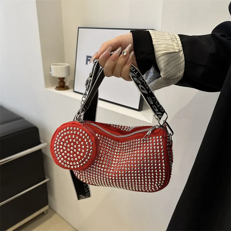 Rhinestone Fashion Party Shoulder Bag with Small Purse