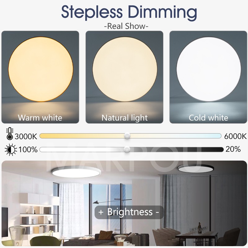 MARPOU Smart LED Ceiling Lamp - Dimmable with Remote Control