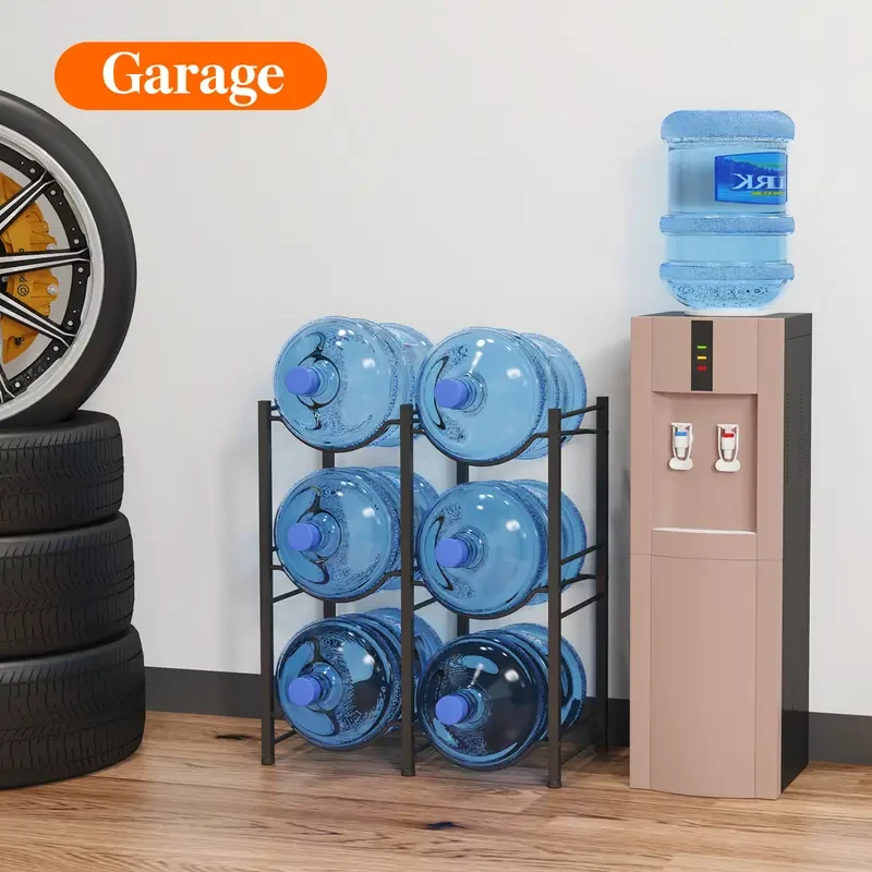 5 Gallon Water Jug Holder - 3 Tier Heavy Duty Water Dispenser Rack with 6 Slots