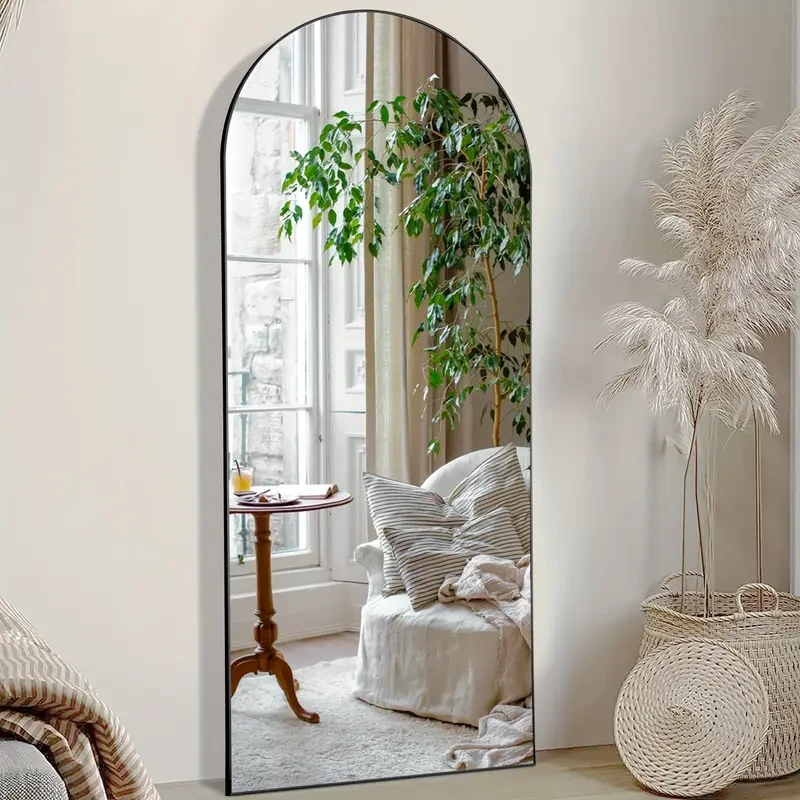 Full Length Mirror with Stand - Aluminum Alloy Frame and Shatter-Proof Nano Glass