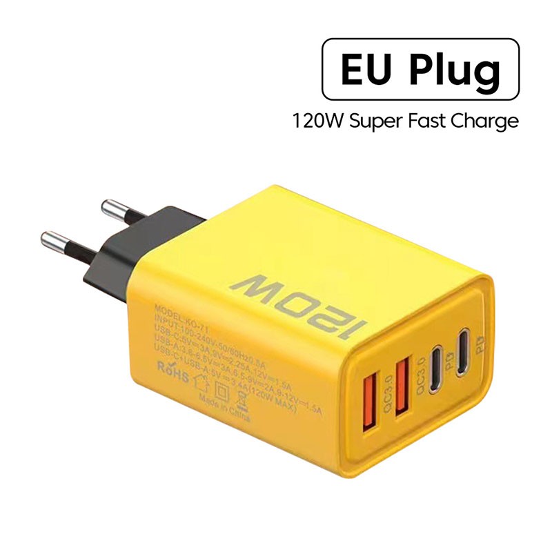 65W 3-Port GaN USB PD Charger - High-Speed Charging Adapter with USB-C to Type-C Cable