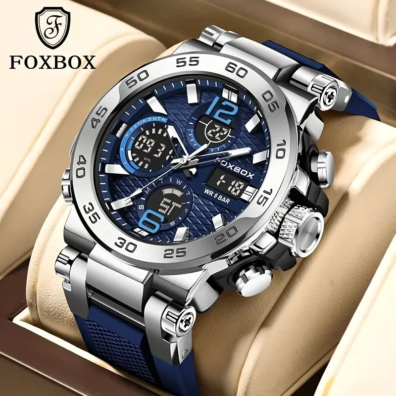 LIGE Men's 50M Waterproof Dual Display Watch - Quartz Military Sports Watch with Alarm Clock