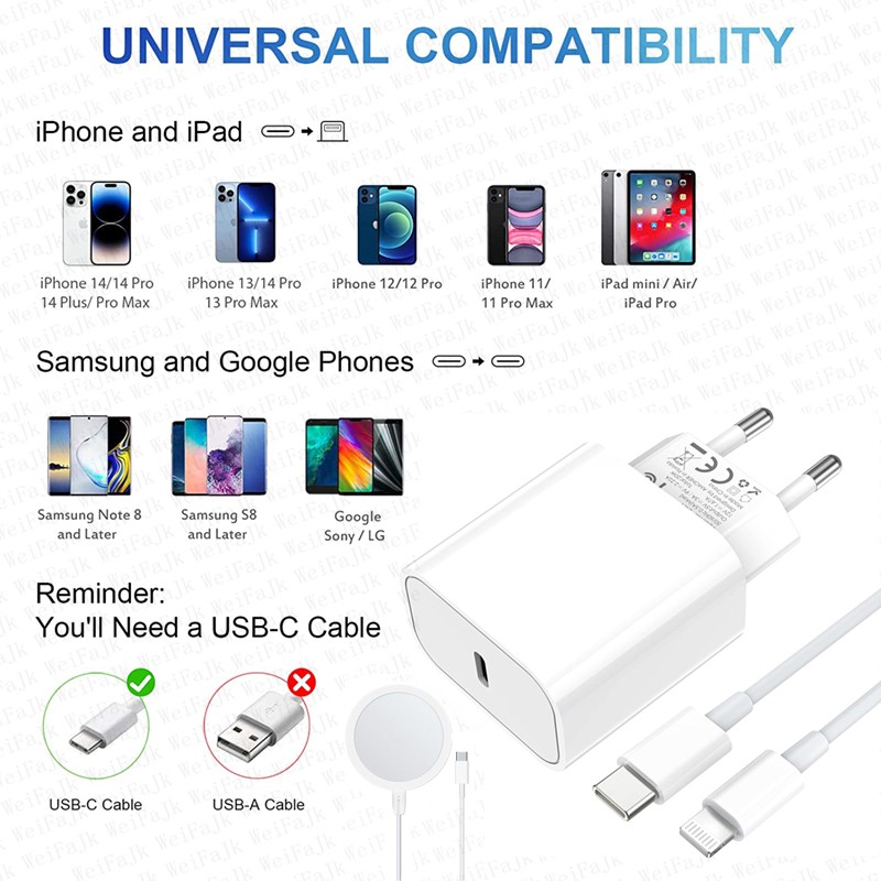 Apple MagSafe Wireless Charger - Fast Charging with Type-C Lightning Cable