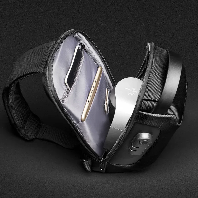 Waterproof USB Bag Men Chest Pack