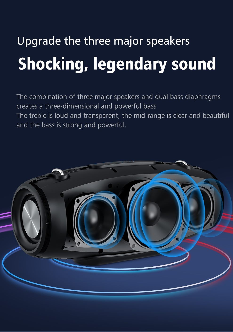 Zealot S67 Bluetooth Speaker, Super Loud HiFi Sound, Big Size, Black