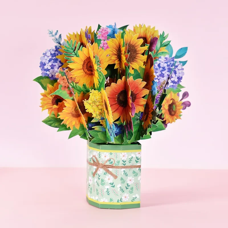 Pop-Up Flower Card Flora 3D Greeting Card For Birthday Graduation Wedding Anniversary