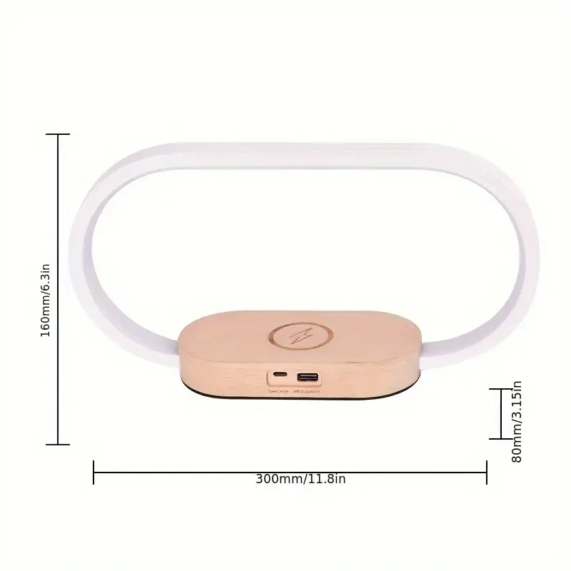 LED Desk Lamp with Wireless Charger and USB Port - Clock, Alarm, Date, Temperature Display
