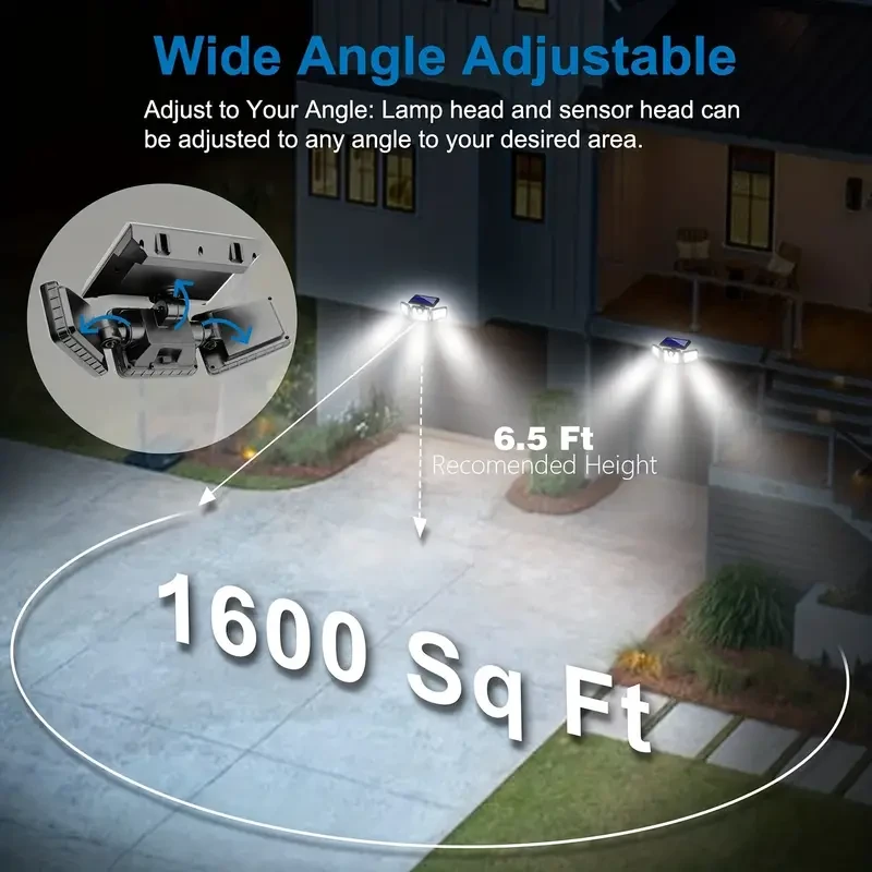 210 LED Solar Sensor Street Light - Three-Head Rotatable Double Row