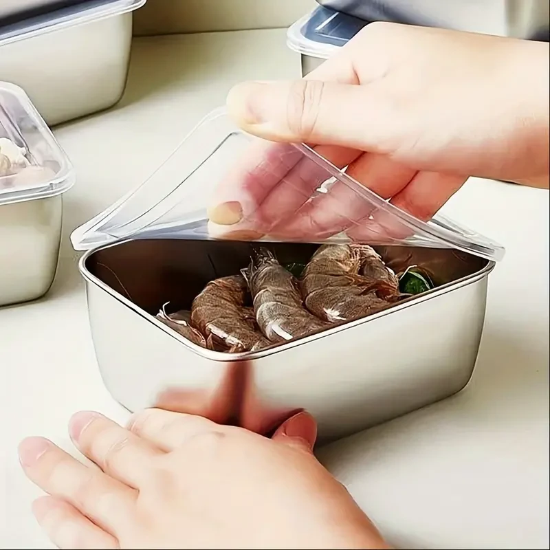 6-Piece Stainless Steel Food Storage Containers Set with Lids - Leakproof, Stackable & Reusable