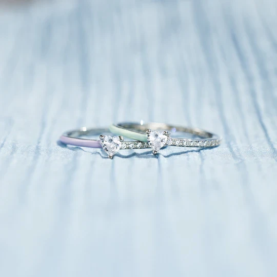 Best Bitches Matching Half Enamel Heart-Cut Rings
