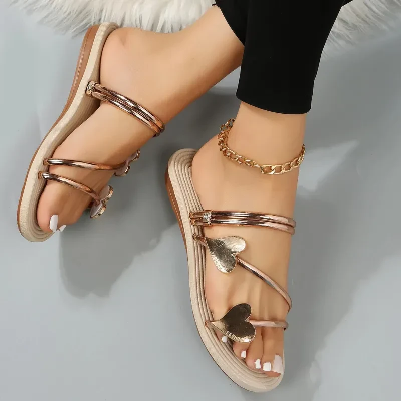 Heart Shape Slippers Summer Flat Shoes Women