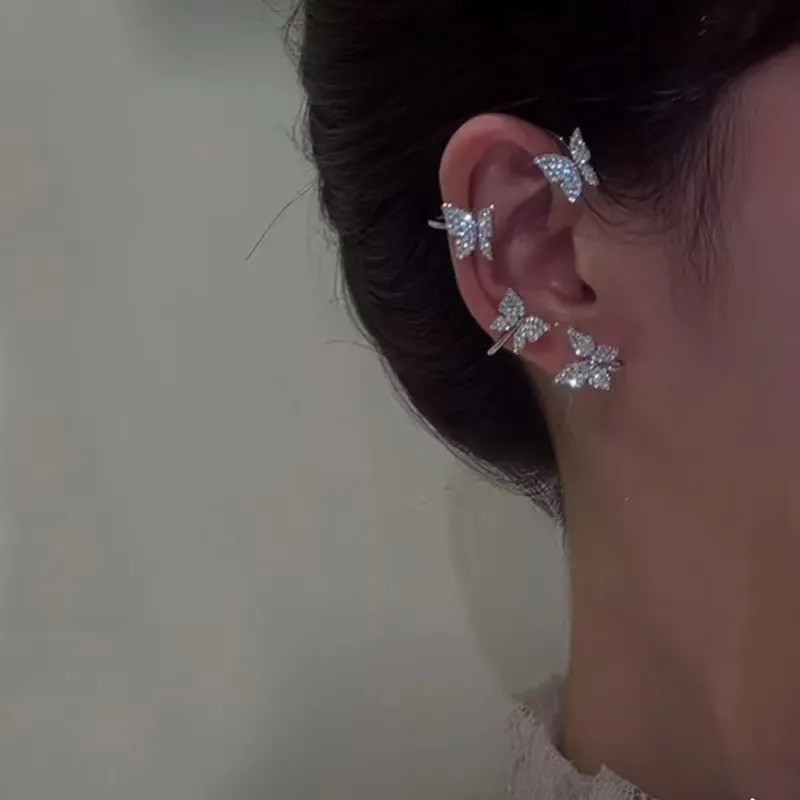 Fashion Butterfly Ear Clip and Ear Hook Jewelry