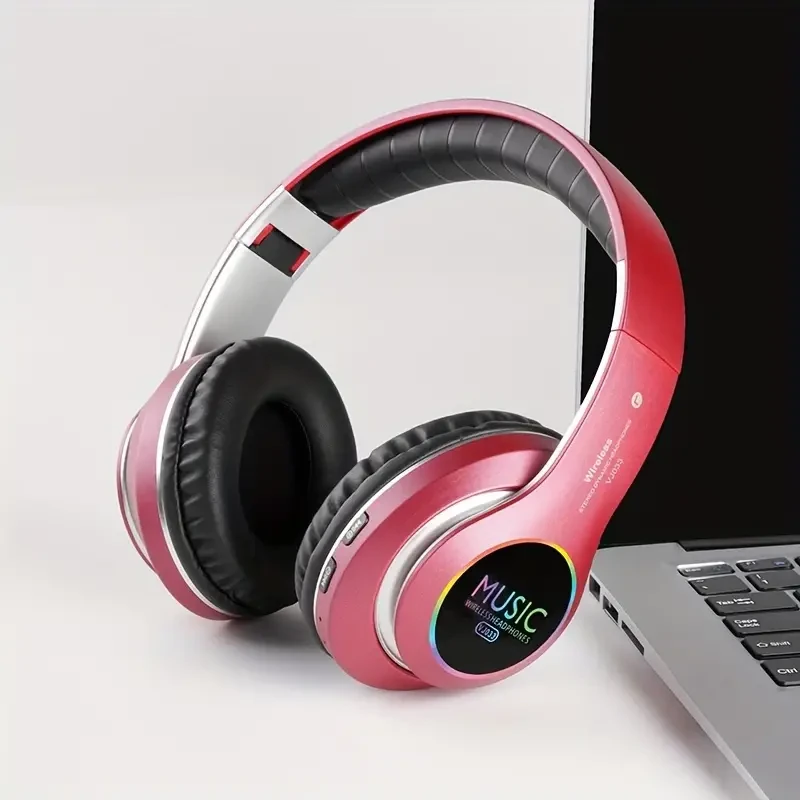 Folding LED Wireless Over-Ear Bluetooth Sports Headphones - High-Quality Sound and Comfort