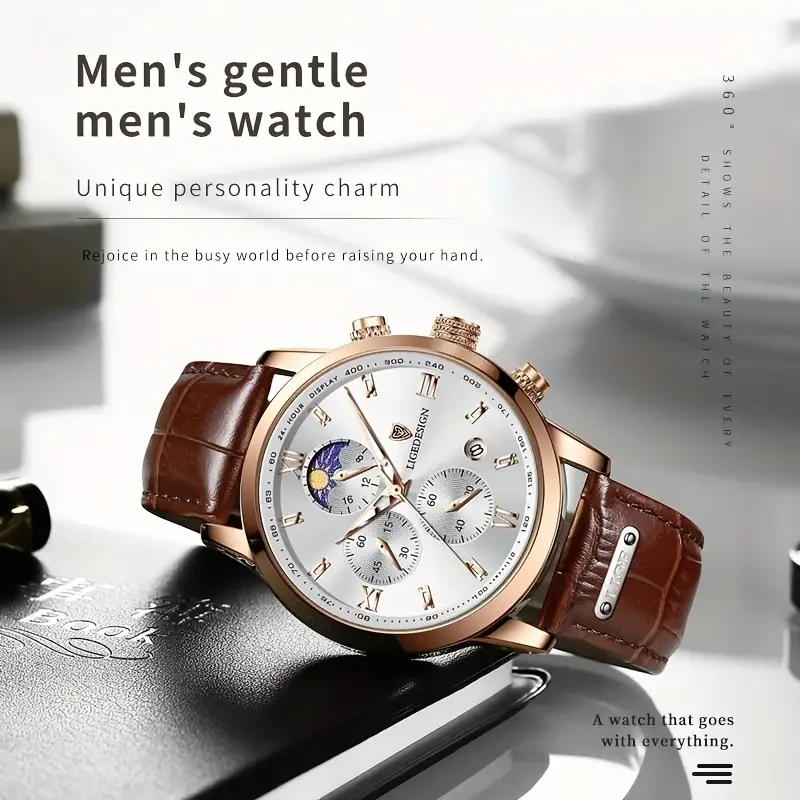 Waterproof Sport Quartz Wristwatch Chronograph Watch for Men