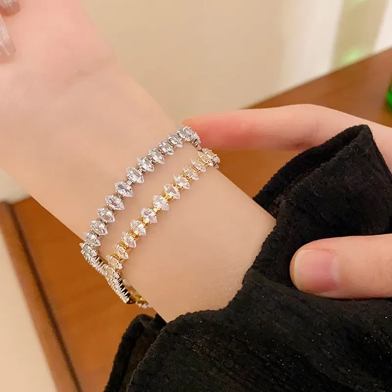Elegant Double-Row Rhinestone Tennis Bracelet