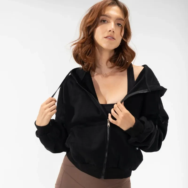 Zipper Hoodies Sports Jacket Loose Hooded Sweatshirt