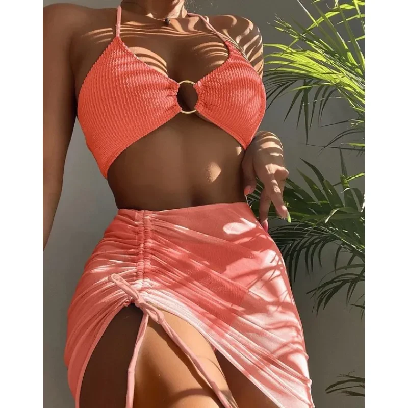 3pcs Halter Bikini Summer Fashion Beach Swimsuit For Women