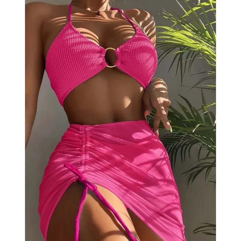 3pcs Halter Bikini Summer Fashion Beach Swimsuit For Women