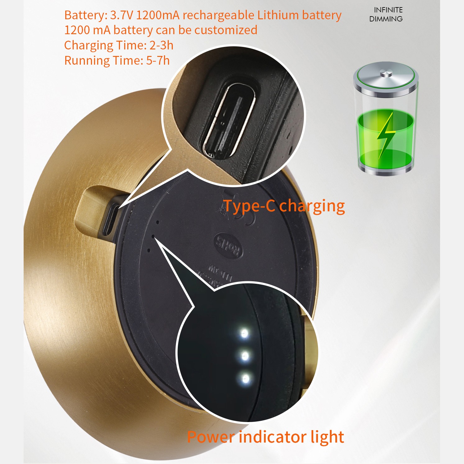 Rechargeable Wireless Touch Table Lamp - USB-C Creative Desk Lamp