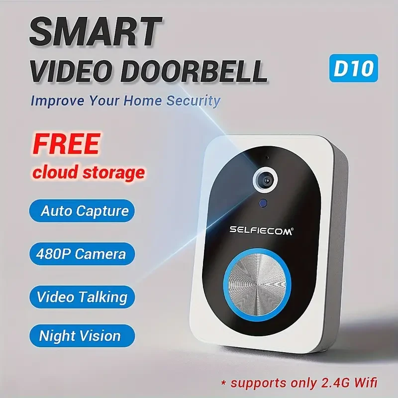 Smart Visual Dingdong Doorbell - 2.4GHz WiFi Wireless Doorbell with HD Night Vision, Two-Way Call, APP Remote Control, and 72-Hour Video Cloud Storage