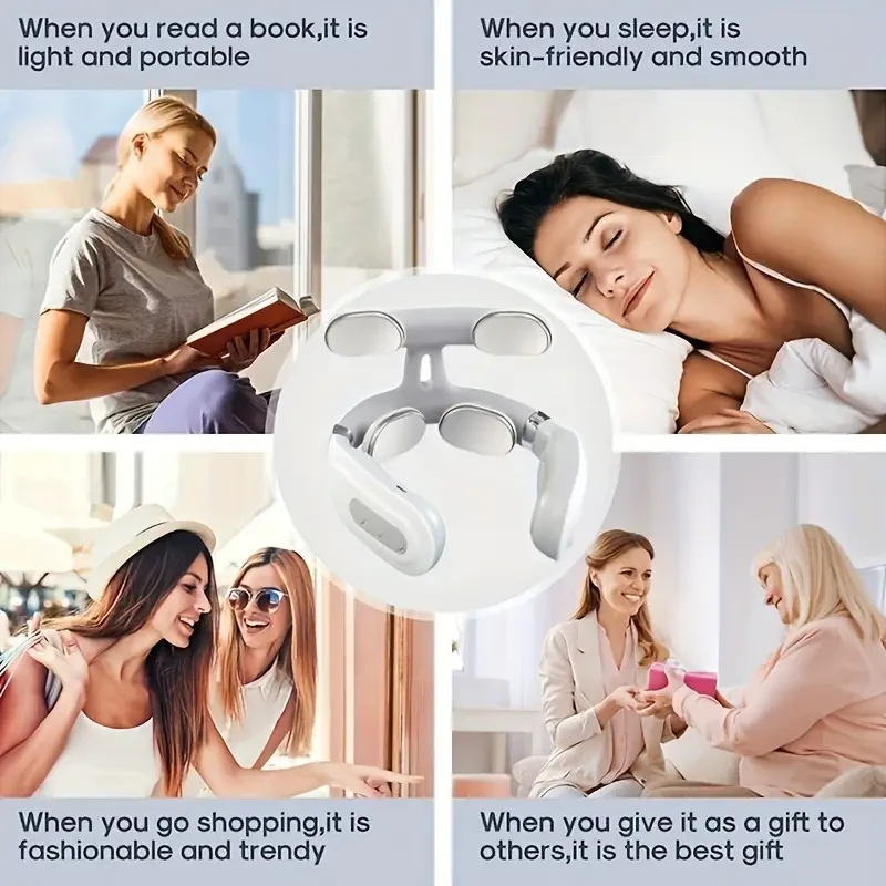 Portable USB Rechargeable Neck Massager - Deep Tissue Kneading for Neck & Shoulder Relief, Ideal Holiday Gift for Men & Women