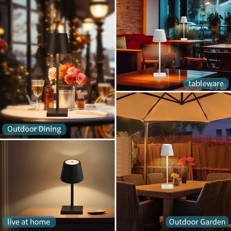 LED Desk Lamp - USB Rechargeable Table Lamp, Wireless Touch Lamp, Waterproof LED Light for Bar, Restaurant, Hotel, Bedroom Ambiance