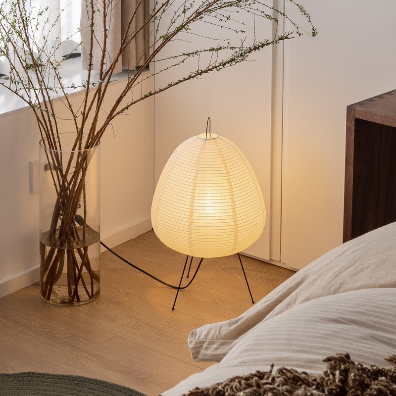 Japanese Rice Paper Lantern LED Table Lamp - Tripod Floor Lamp for Living Room, Bedroom, Bedside, Study, Hotel, Homestay Art Creative Decor
