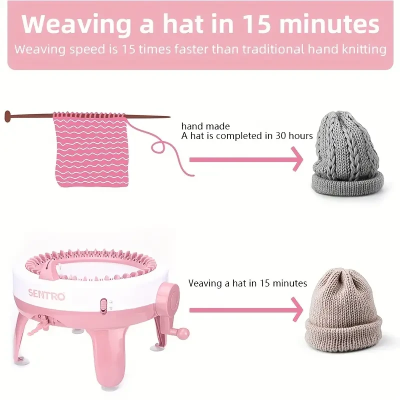 40-Needle Manual Yarn Knitting Machine - DIY Scarf & Hat Maker with Instructions