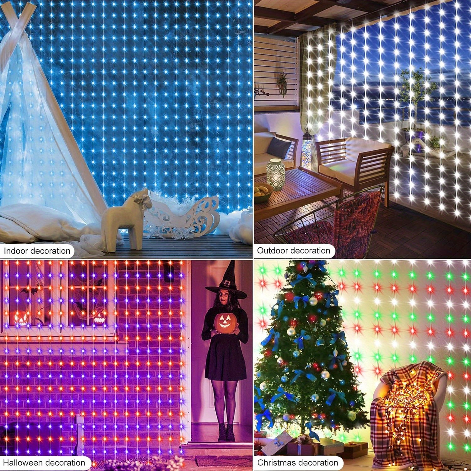6.6x6.6ft Smart Window Light RGB-IC Dynamic LED Curtain String Light for Indoor and Outdoor Use, Perfect for Halloween, Christmas, and Valentines Day