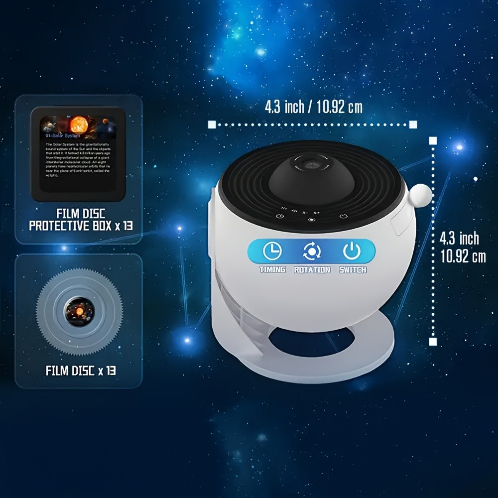 Star Projector Lamp with 13 Films Creative LED Starry Sky Night Light, Tabletop Indoor Dynamic Galaxy Projector, Touchpad Controlled, USB Powered, Non-Waterproof, for Home Atmosphere Decor