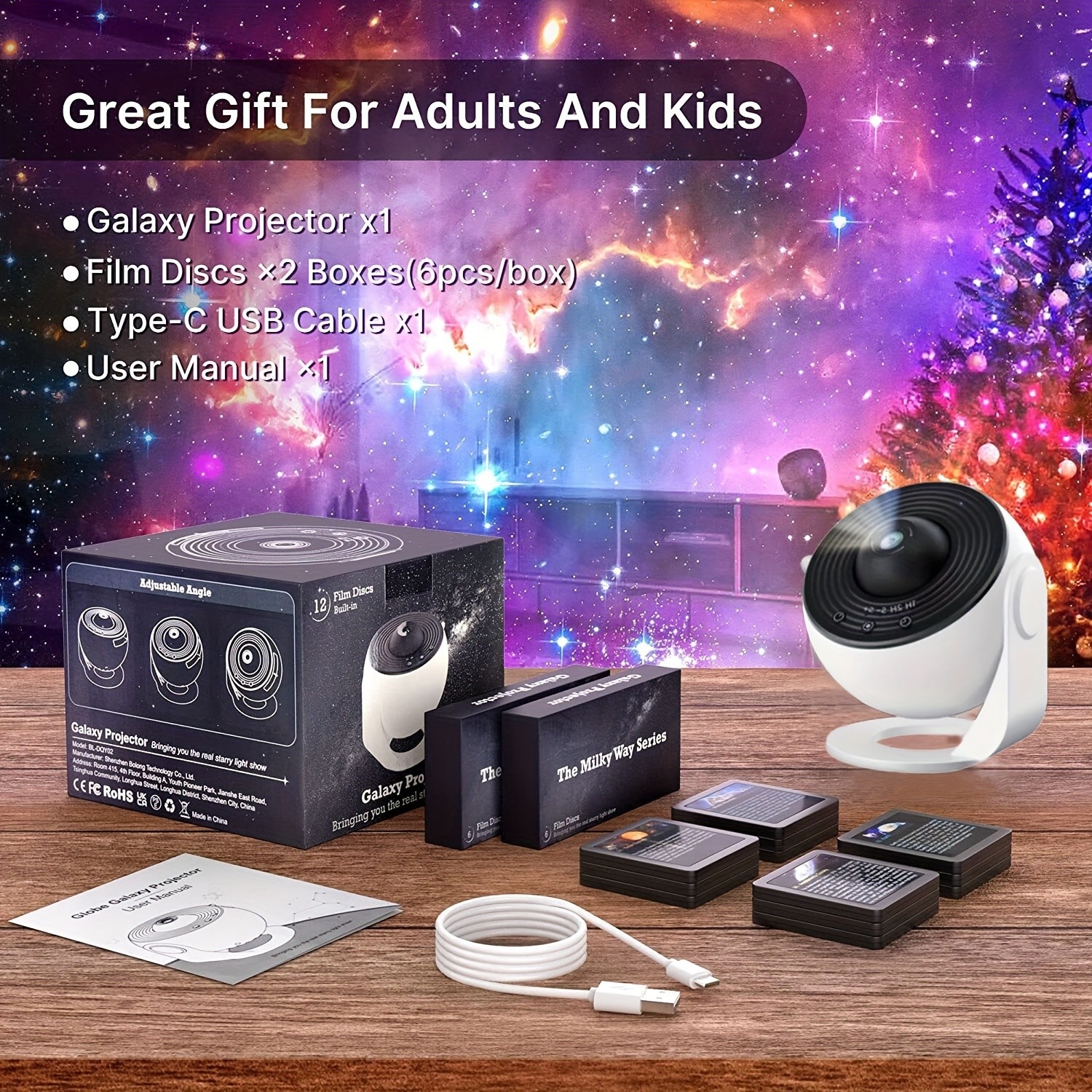 Star Projector Lamp with 13 Films  Creative LED Starry Sky Night Light, Tabletop Indoor Dynamic Galaxy Projector, Touchpad Controlled, USB Powered, Non-Waterproof, for Home Atmosphere Decor